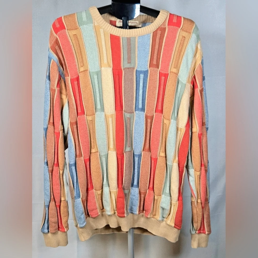 Vintage 90's Norm Thompson 3D Tundra Art To Wear Cosby‎ Style Sweater, Large
